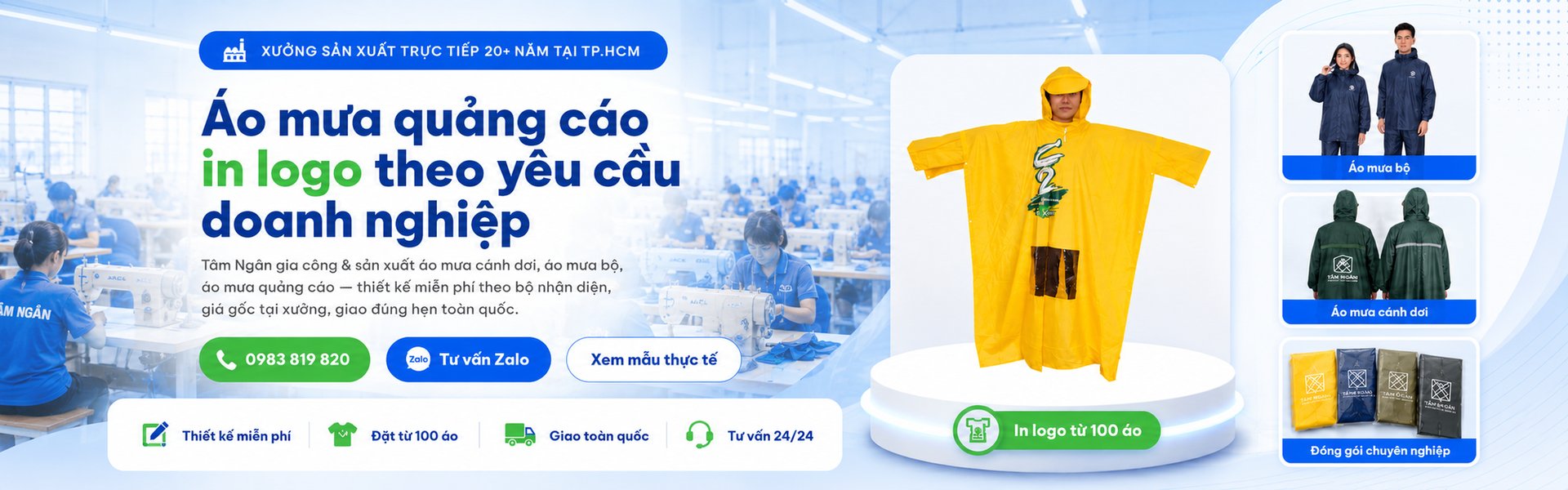 Áo mưa quảng cáo in logo theo yêu cầu doanh nghiệp — TÂM NGÂN