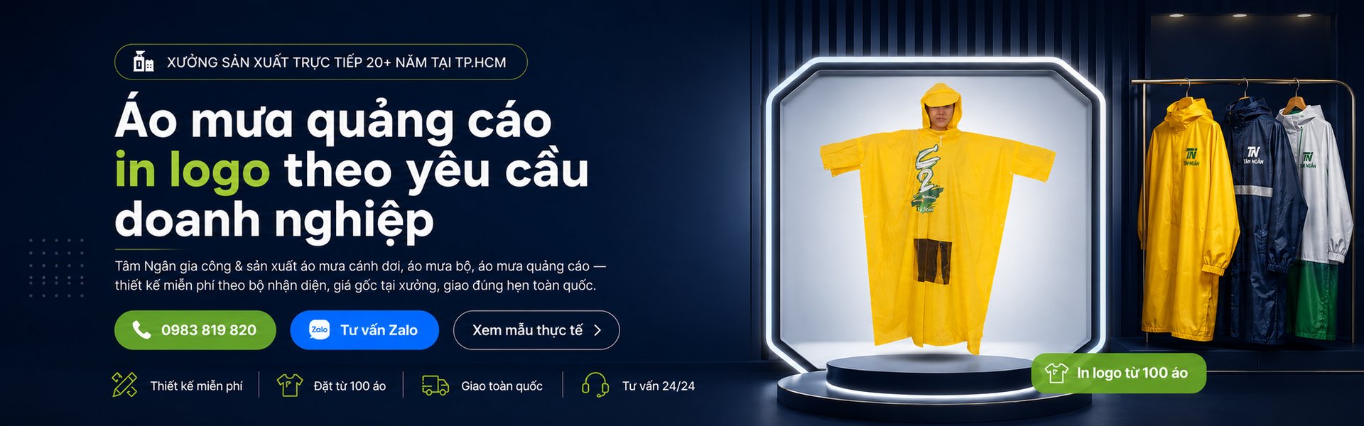 Bộ sưu tập mẫu áo mưa in logo TÂM NGÂN